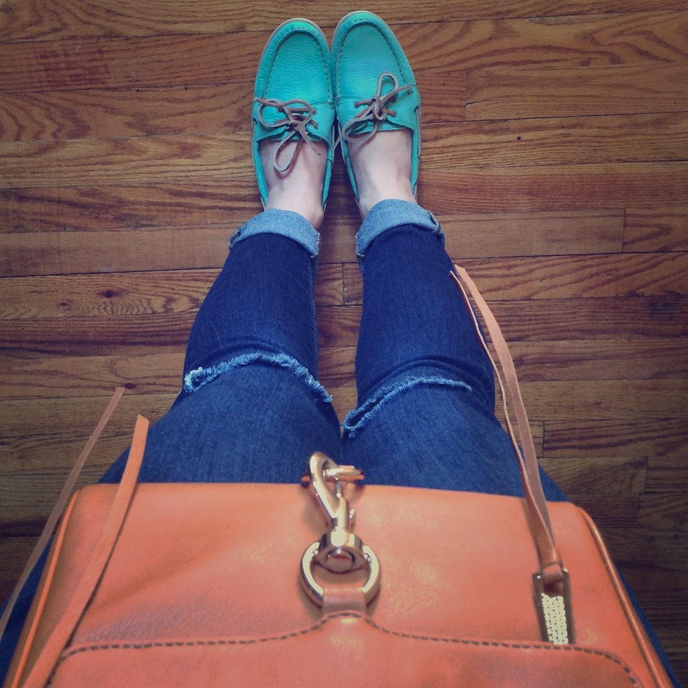 New frye mint green boat shoe 6.5 leather